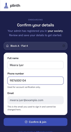 The claim screen filled in, with the Confirm and join button