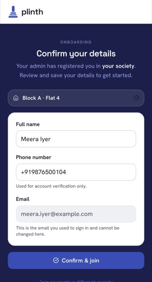 The claim screen showing a matched flat above the resident's details