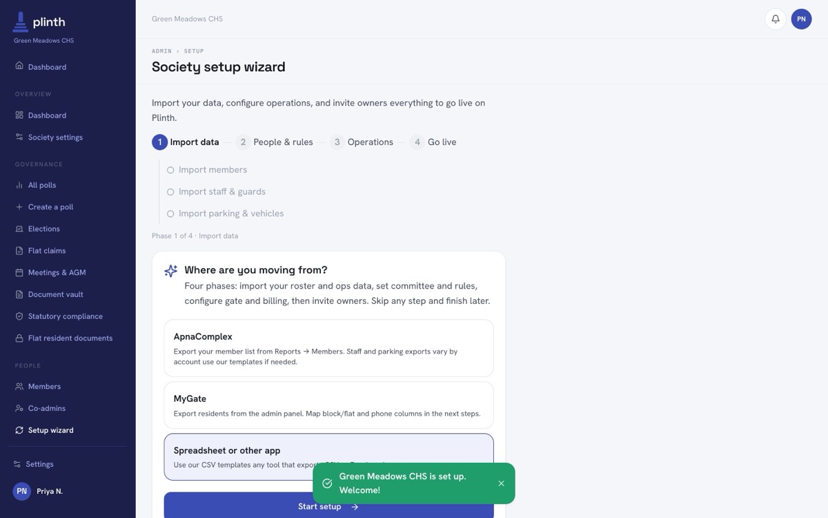 The setup wizard asking which app you are moving from